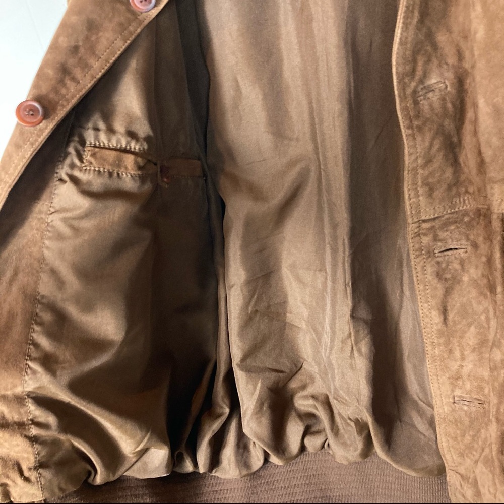 Vera Pelle Genuine Leather Suede Bomber Jacket - Picture 9 of 10